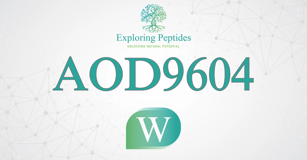 AOD9604 peptide Wikipedia image by Exploring Peptides logo for AOD9604 information page