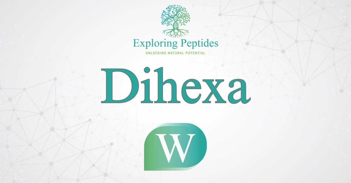 Dihexa peptide Wikipedia image by Exploring Peptides logo for Dihexa information page