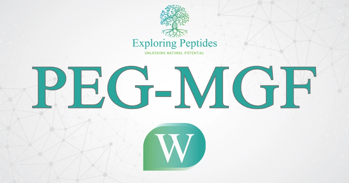 PEG-MGF peptide Wikipedia image by Exploring Peptides logo for PEG-MGF information page