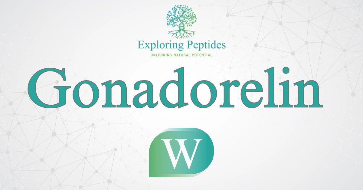 Gonadorelin peptide Wikipedia image by Exploring Peptides logo for Gonadorelin information page