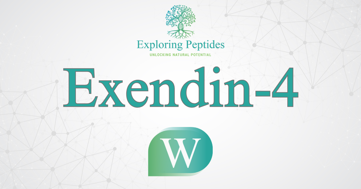 Exendin-4 peptide Wikipedia image by Exploring Peptides logo for Exendin-4 information page