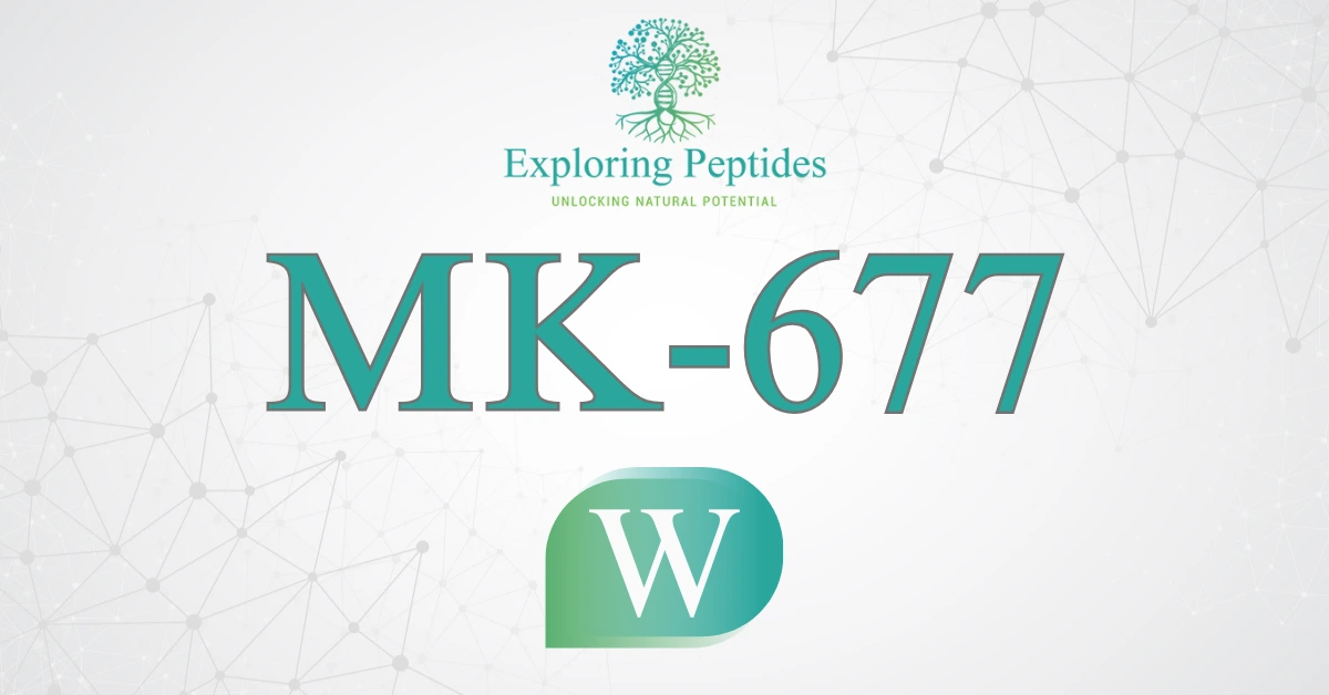 MK-677 (Ibutamoren) MK-677 (Ibutamoren) peptide Wikipedia image by Exploring Peptides logo for MK-677 information page
