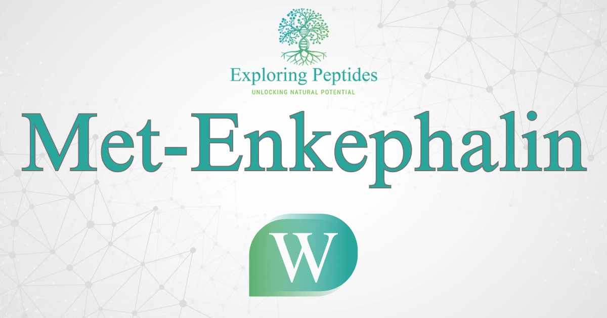 Met-Enkephalin peptide Wikipedia image by Exploring Peptides logo for Met-Enkephalin information page