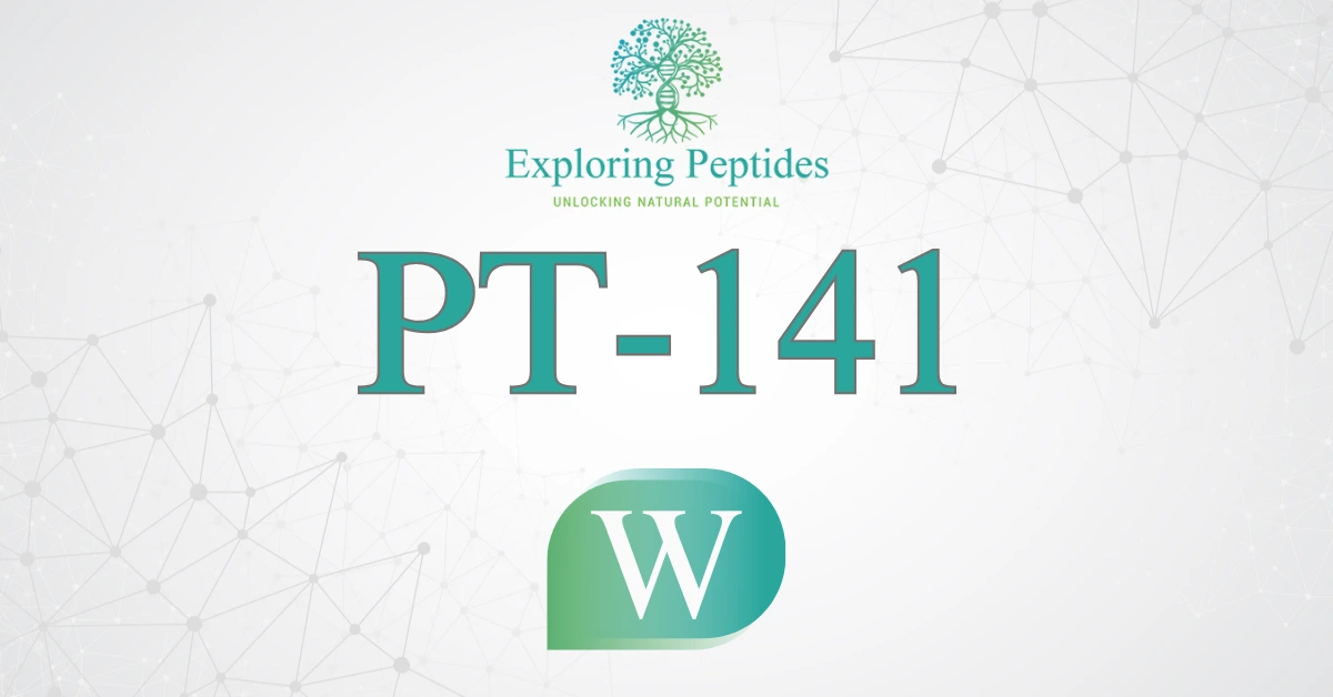 PT-141 peptide Wikipedia image by Exploring Peptides logo for PT-141 information page